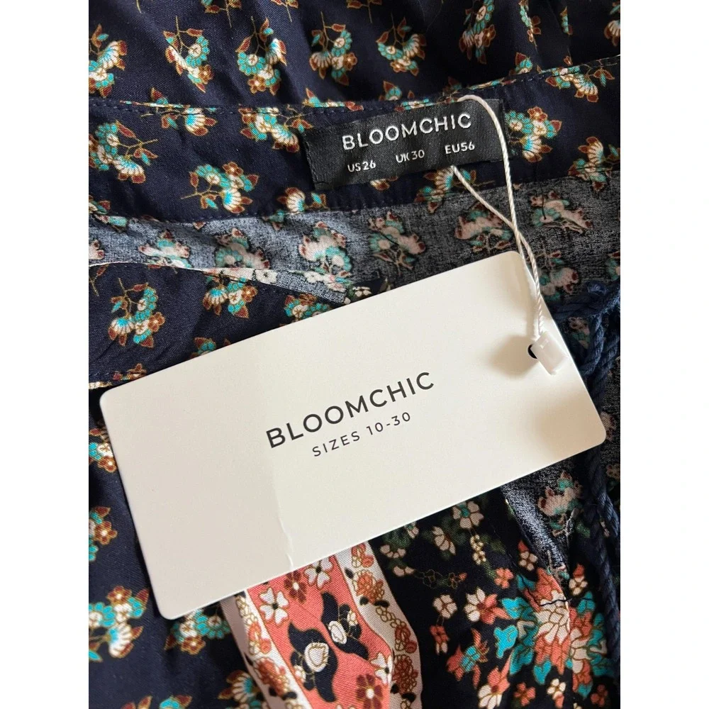 Bloomchic Womens Dress Floral Tassel Pockets Half Sleeve Boho Peasant Size 26 4X - Picture 4 of 5